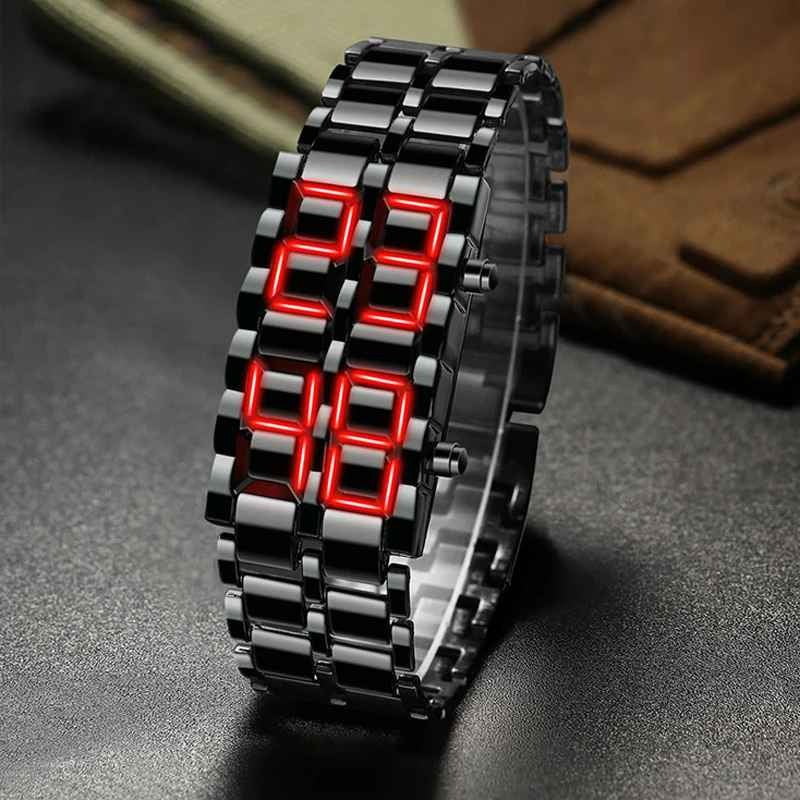 Montre LED Futuriste en Acier Inoxydable