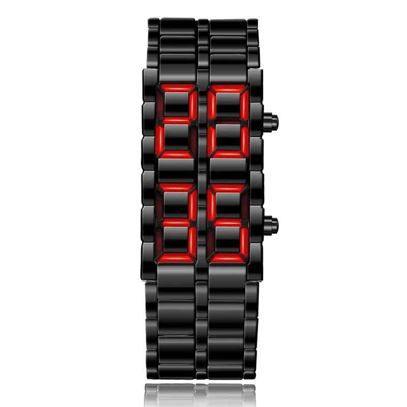 Montre LED Futuriste en Acier Inoxydable