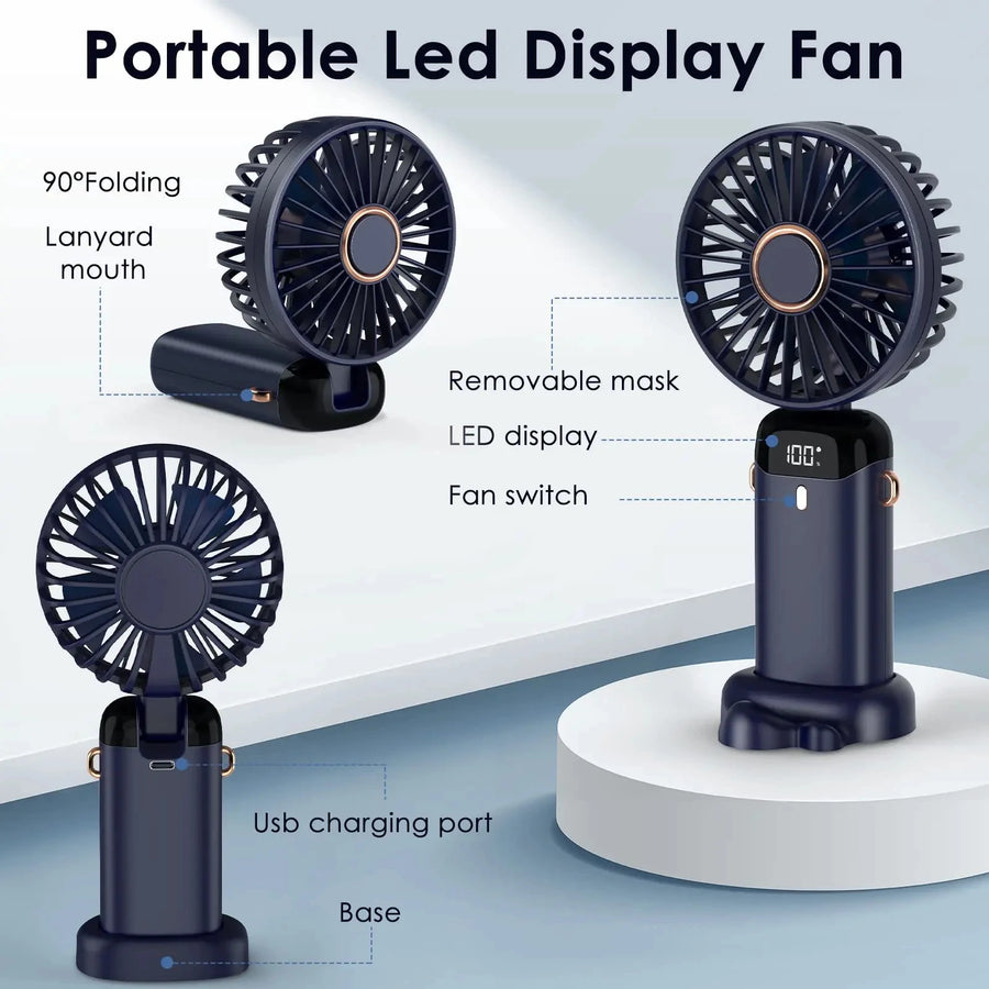 Ventilateur Portable Pliable avec Écran LED