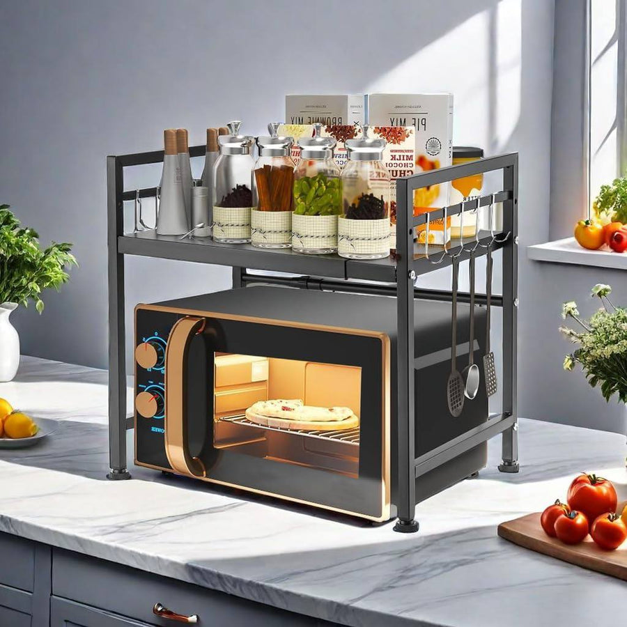 Étagère de micro-ondes extensible (40–65 cm) – Noir