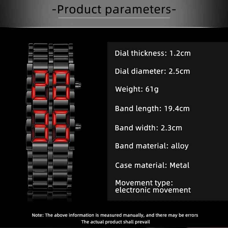 Montre LED Futuriste en Acier Inoxydable