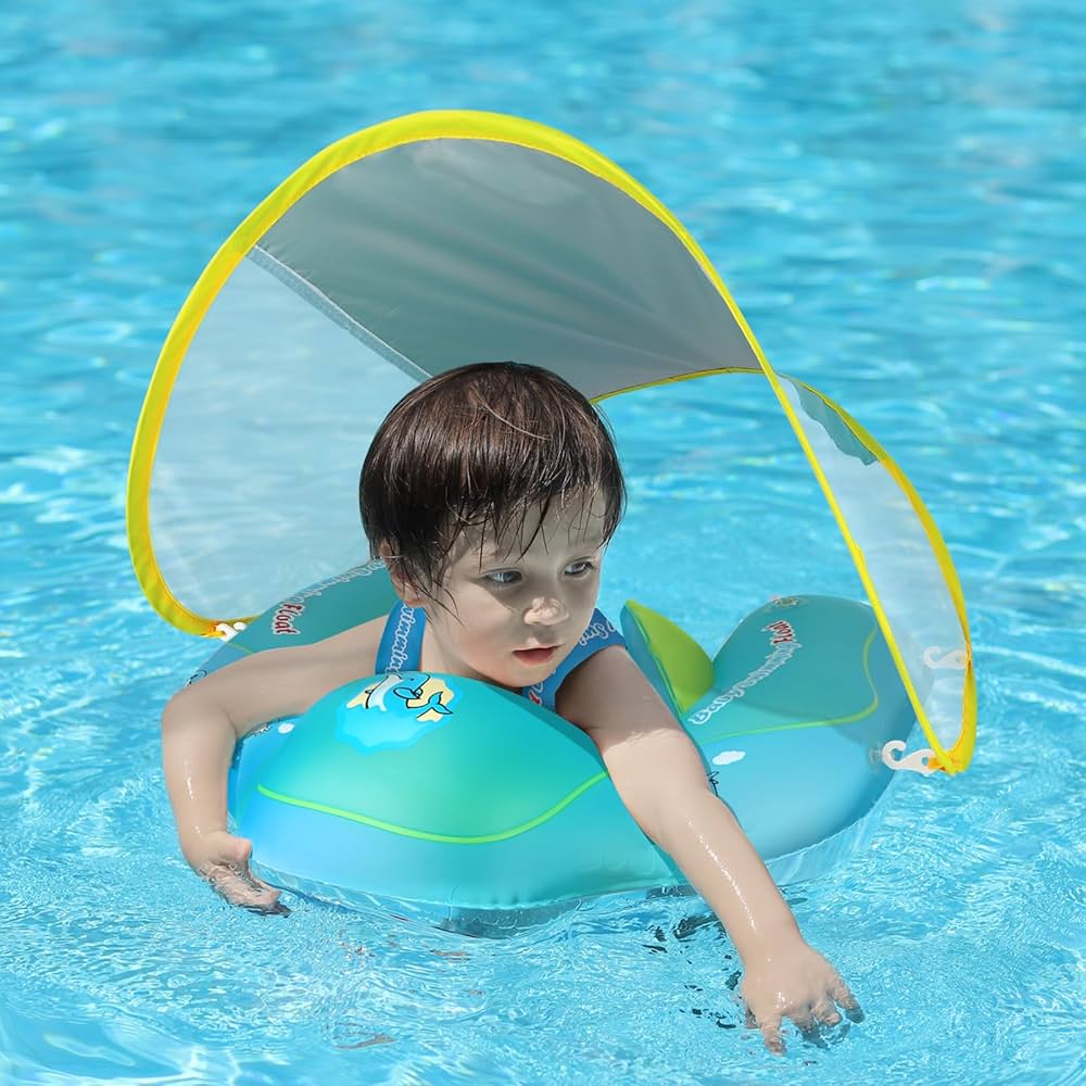 Bouée Bébé avec Pare-Soleil Intégré – Protection & Sécurité dans l’Eau