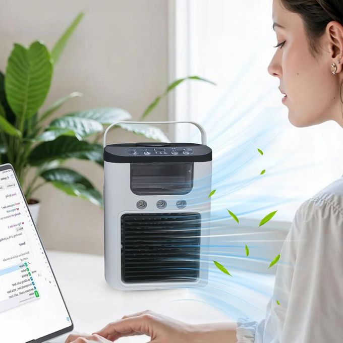 Mini Climatiseur Portable 3en1 – Refroidit, Humidifie & Éclaire