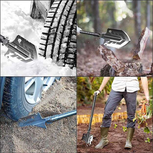 Pelle Multifonction 15 en 1 – L’Outil de Survie Ultime
