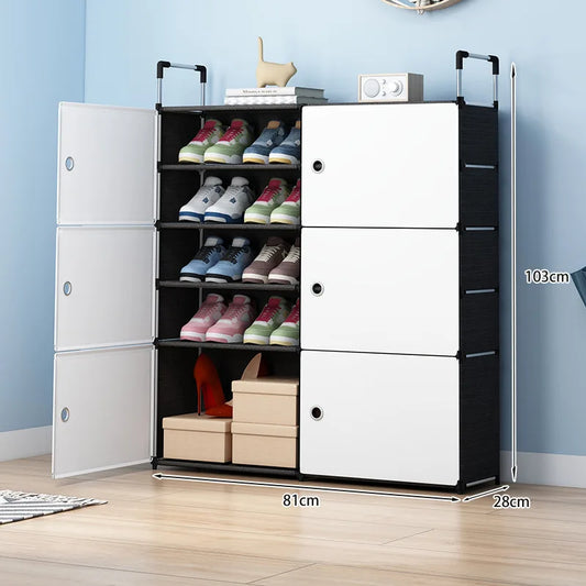 Armoire à Chaussures Moderne avec Portes – Organisateur Gain de Place Multi-Niveaux