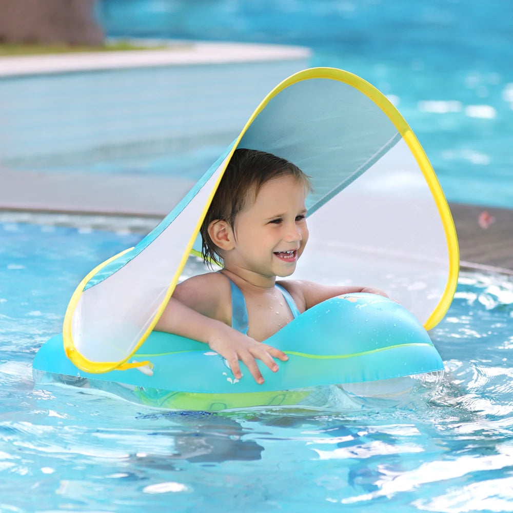 Bouée Bébé avec Pare-Soleil Intégré – Protection & Sécurité dans l’Eau