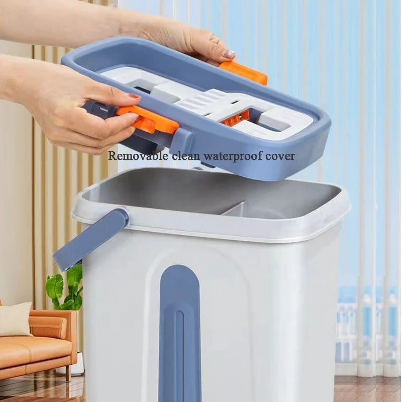 Balai Plat Premium avec Seau Compact à Roulettes – Système de Nettoyage 7 Pièces