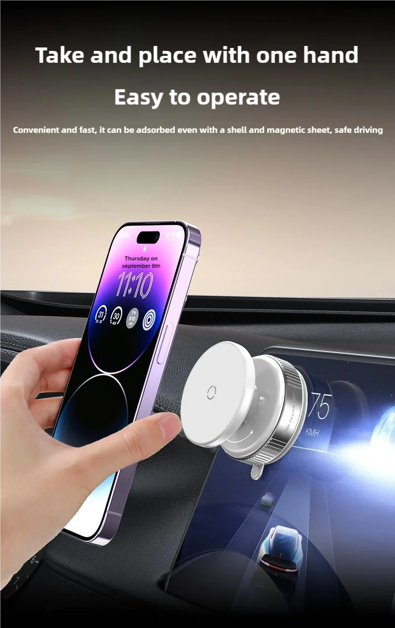 Support Téléphone à Ventouse Magnétique 360° – Support Smartphone à Aspiration Stable pour Voiture et Maison