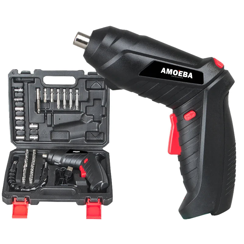 Tournevis Électrique Sans Fil 2-en-1 Pliable Rechargeable USB avec Kit d’Embouts