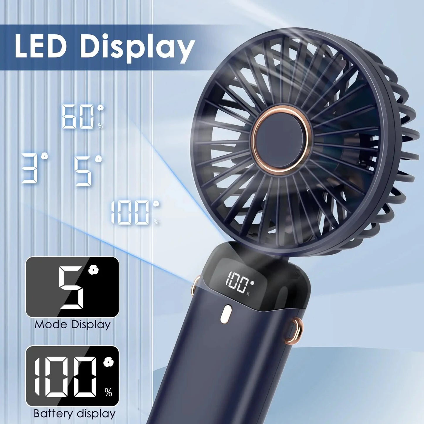 Ventilateur Portable Pliable avec Écran LED