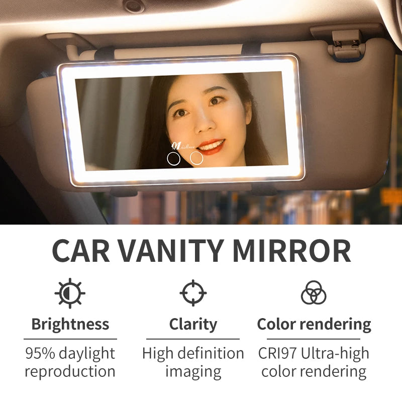 Miroir LED Rechargeable pour Pare-Soleil de Voiture