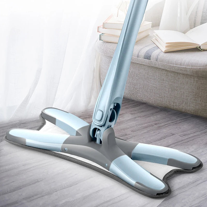 Vadrouille en microfibre de type X avec grattoir, tête rotative lavable à 360 ° pour le nettoyage des sols humides et secs