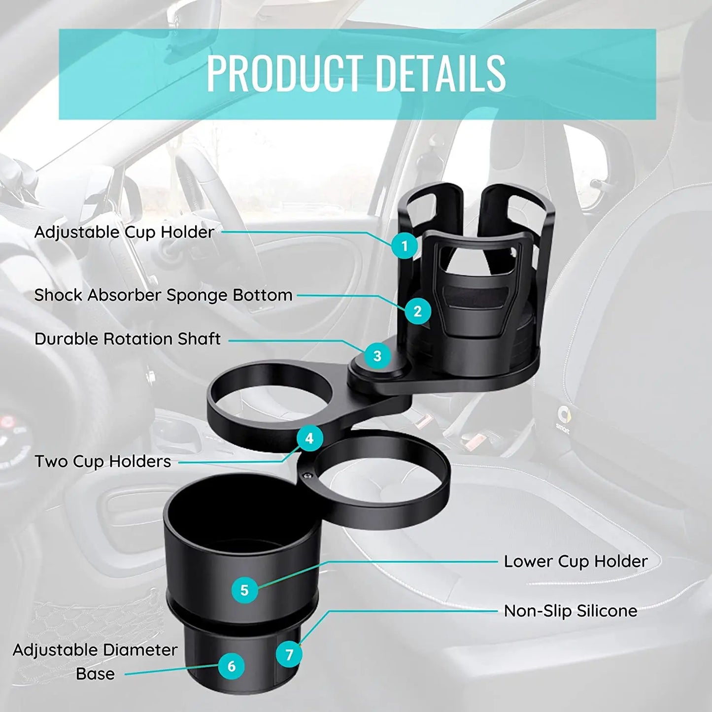 Support Porte-Gobelet Rotatif 360° pour Voiture