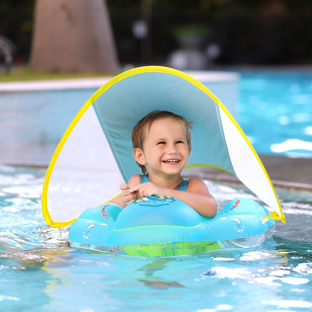 Bouée Bébé avec Pare-Soleil Intégré – Protection & Sécurité dans l’Eau
