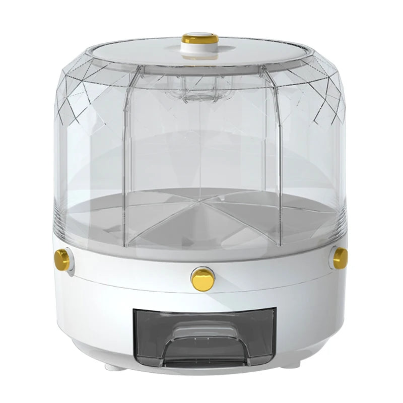 Distributeur de Riz Rotatif 360° – Boîte de Stockage pour Céréales et Grains avec Compartiments