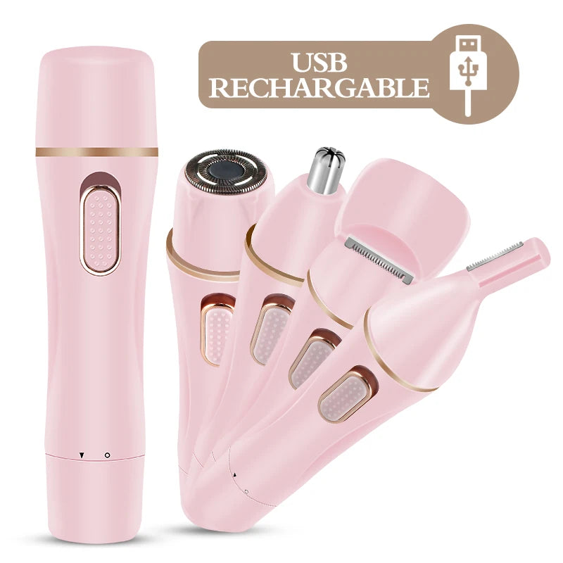 Tondeuse Femme 4 en 1 Étanche – Épilateur Électrique Corps, Visage et Zone Bikini