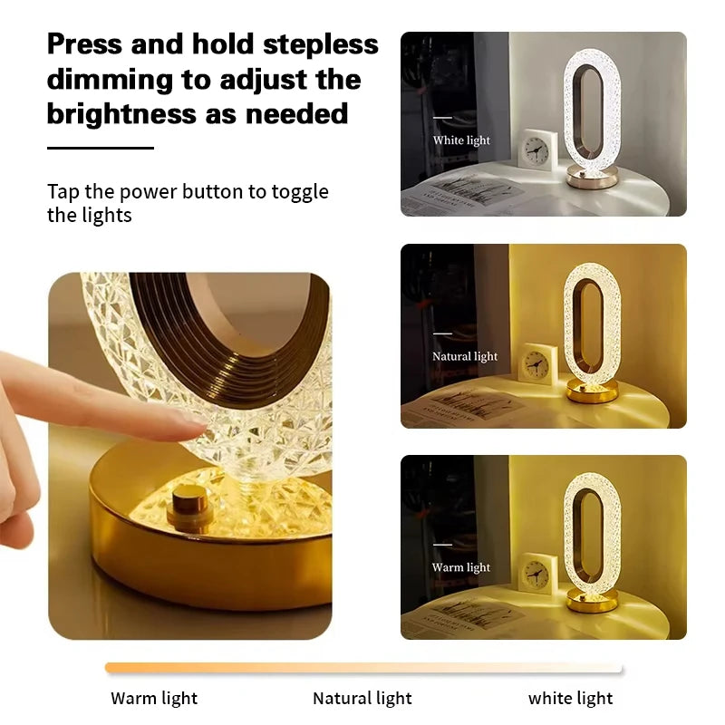 Lampe Cristal LED Tactile – Élégance et Ambiance Lumineuse pour Votre Chambre