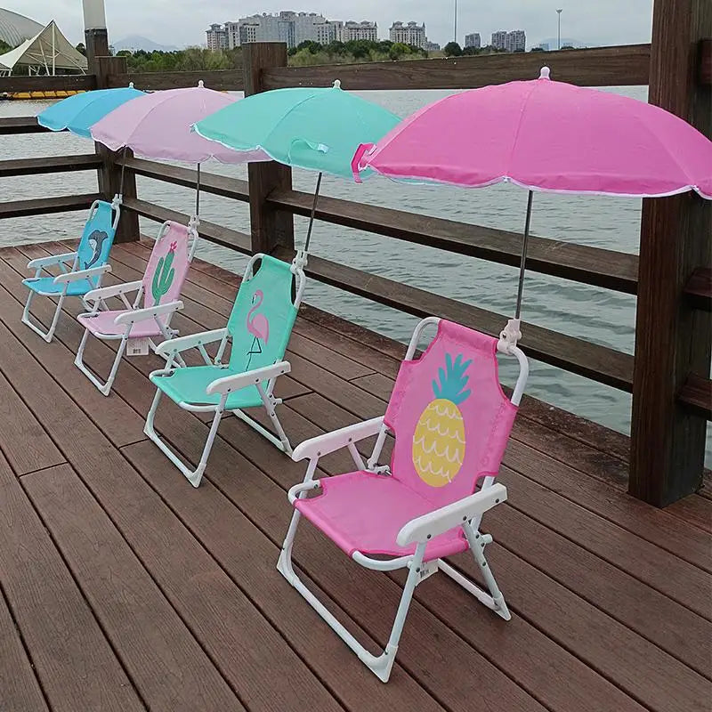Chaise Pliante Enfant avec Parasol Intégré