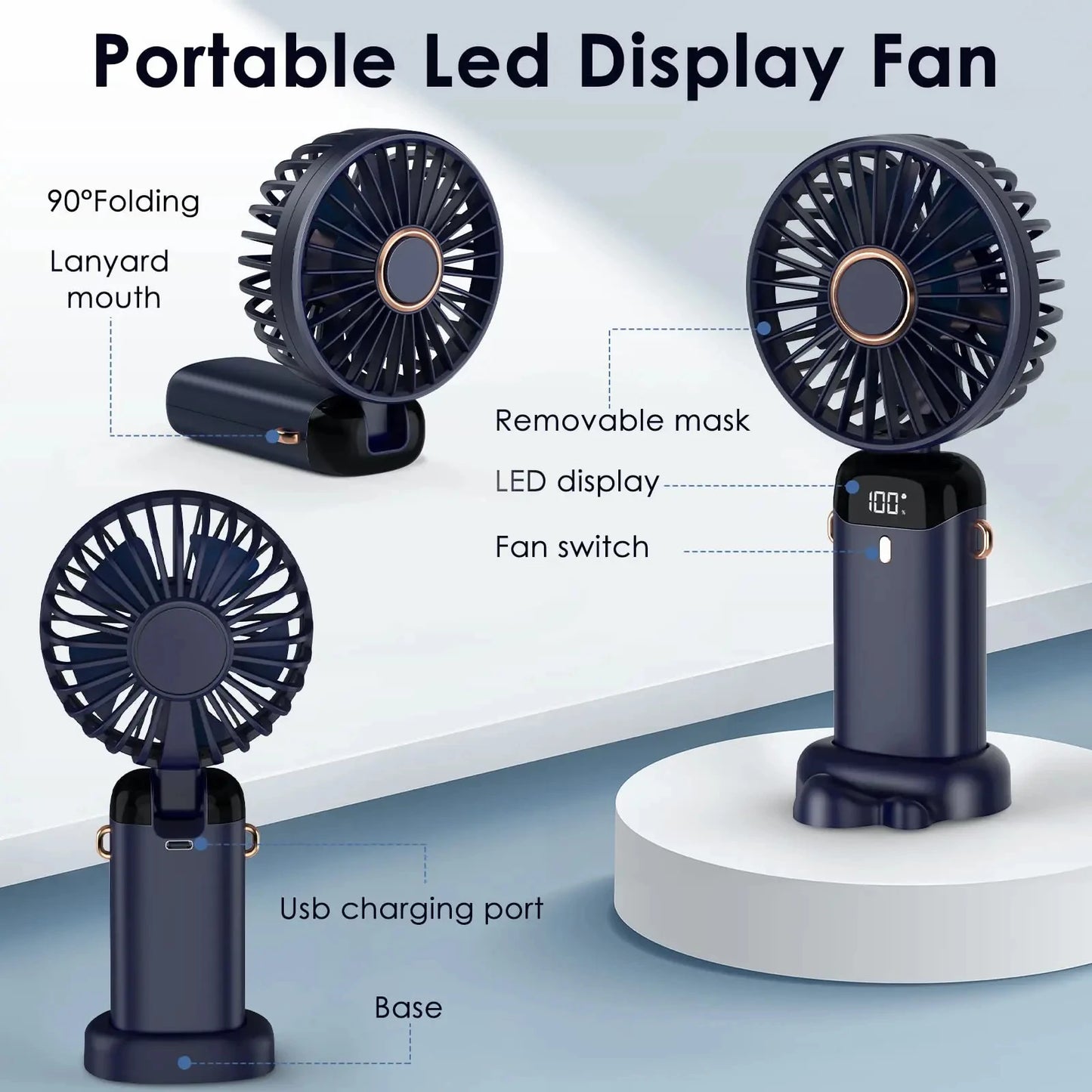 Ventilateur Portable Pliable avec Écran LED