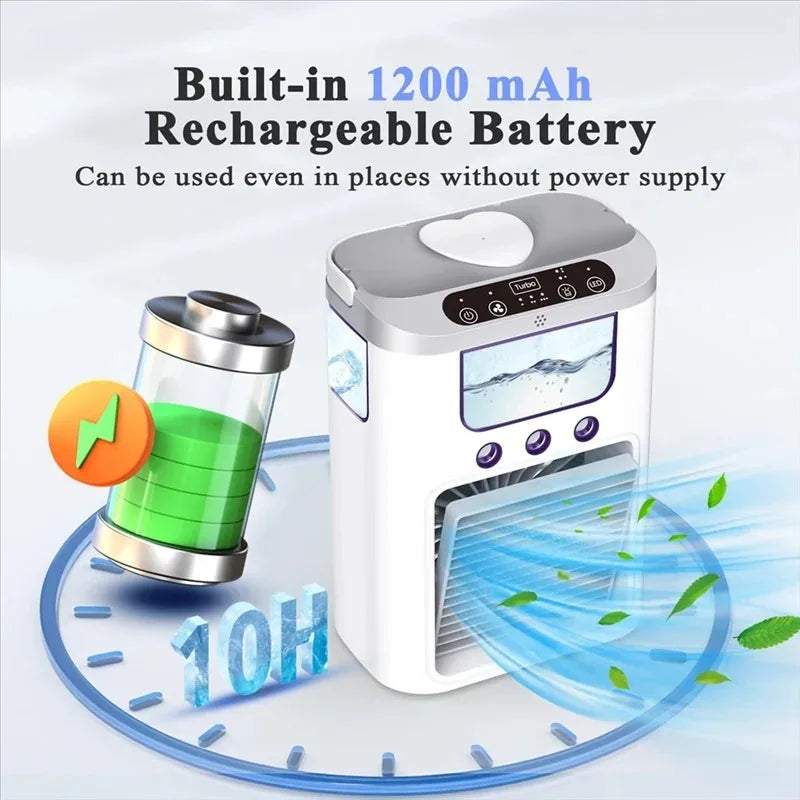 Mini Climatiseur Portable 3en1 – Refroidit, Humidifie & Éclaire