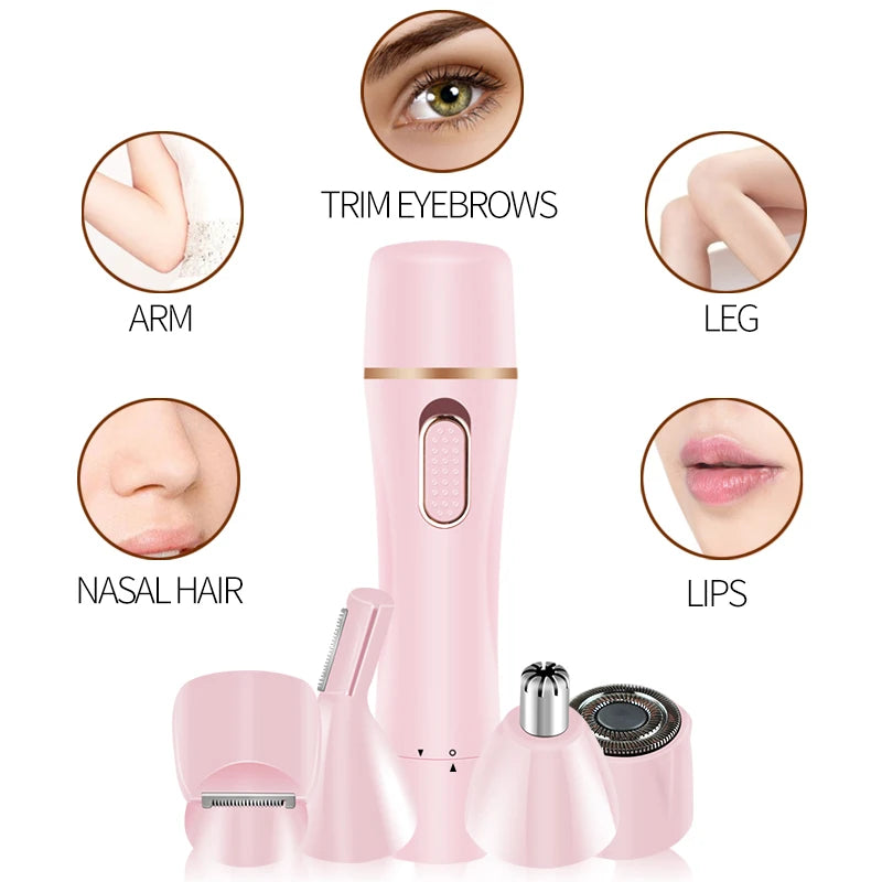 Tondeuse Femme 4 en 1 Étanche – Épilateur Électrique Corps, Visage et Zone Bikini