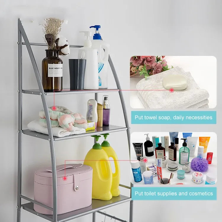 Étagère de rangement pour salle de bain à 3 niveaux gain de place salle de bain argent blanc salon