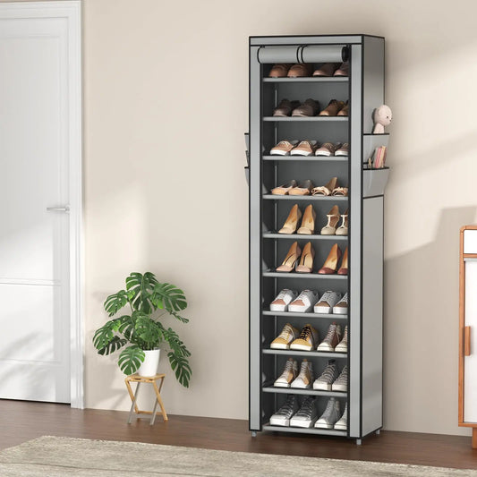 Armoire à Chaussures Pliable avec Fermeture Zippée – Organisateur Multi-Étages Gain de Place