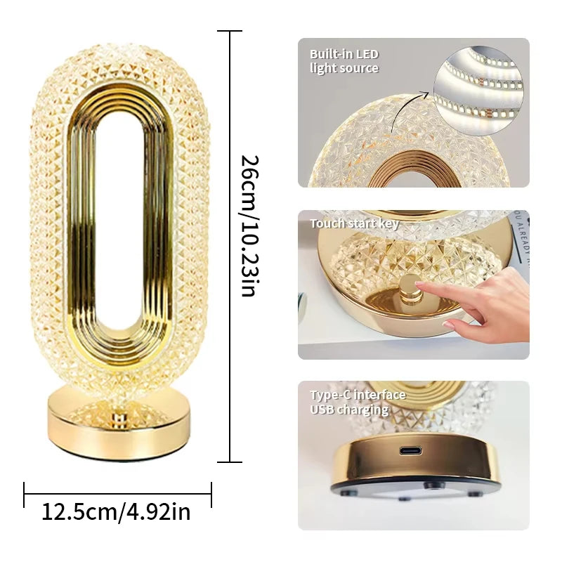 Lampe Cristal LED Tactile – Élégance et Ambiance Lumineuse pour Votre Chambre