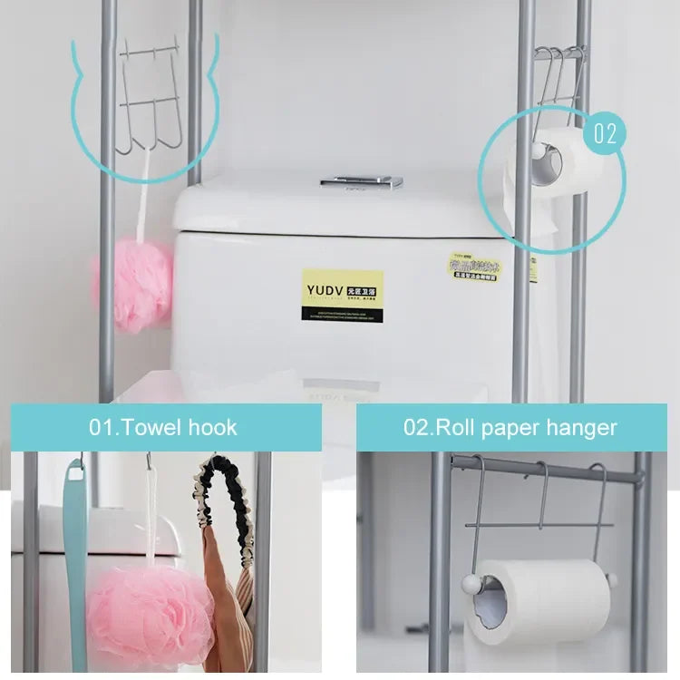 Étagère de rangement pour salle de bain à 3 niveaux gain de place salle de bain argent blanc salon