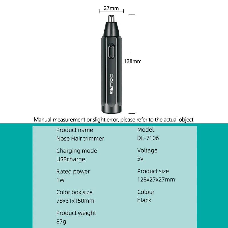 Tondeuse Nez Homme DALING Rechargeable – Coupe-Poils Nez et Oreilles Sans Douleur