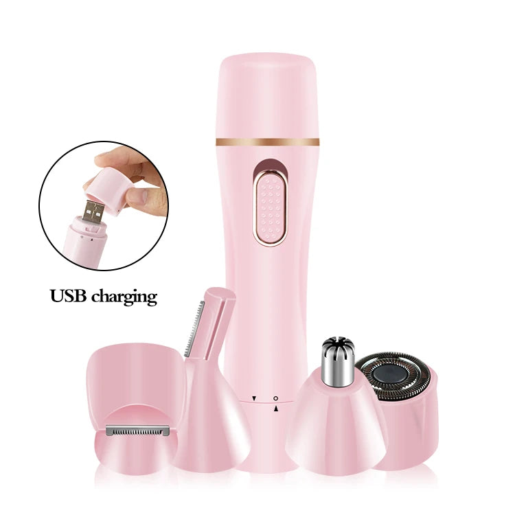 Tondeuse Femme 4 en 1 Étanche – Épilateur Électrique Corps, Visage et Zone Bikini