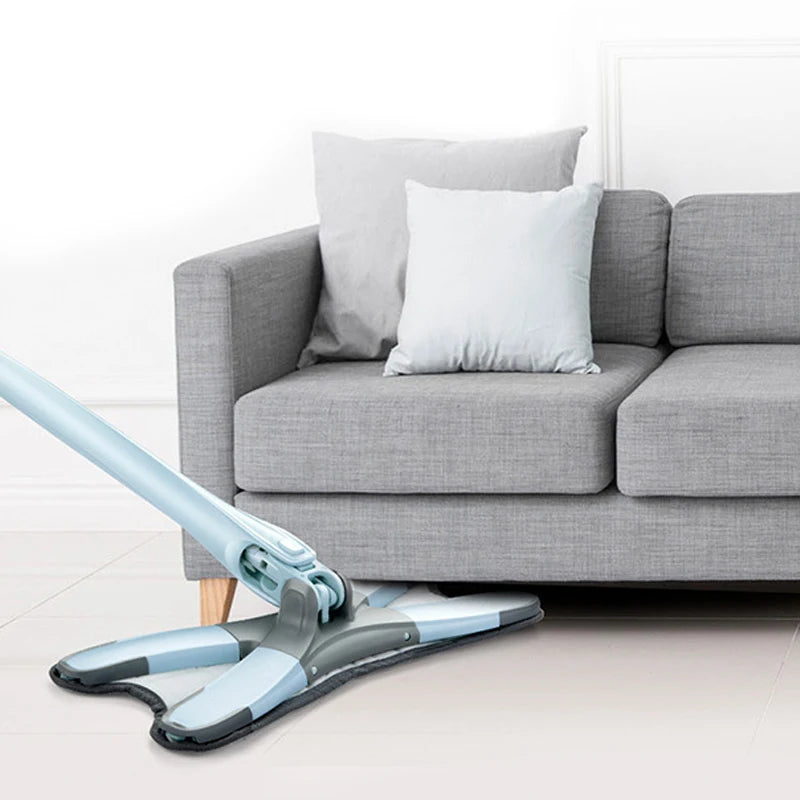 Vadrouille en microfibre de type X avec grattoir, tête rotative lavable à 360 ° pour le nettoyage des sols humides et secs