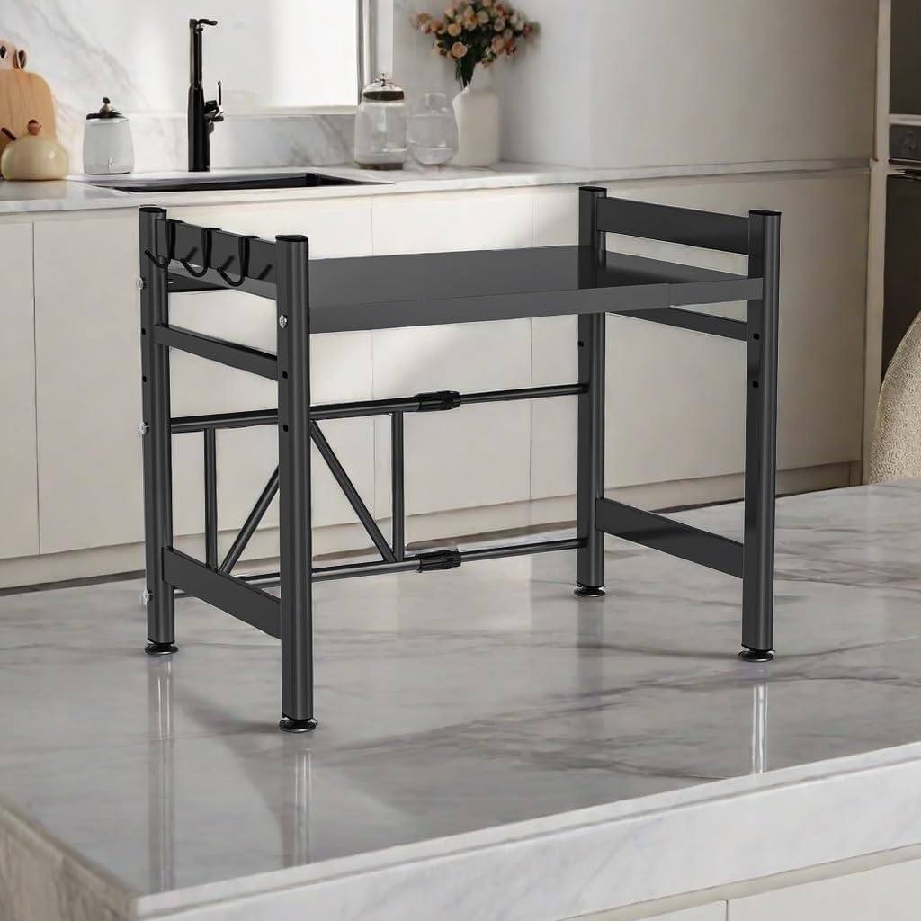 Étagère de micro-ondes extensible (40–65 cm) – Noir