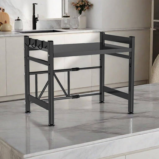 Étagère de micro-ondes extensible (40–65 cm) – Noir