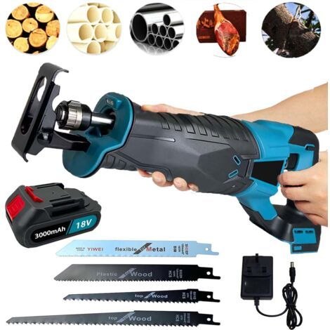 Scie Électrique Sans Fil 18V – Outil Multifonction pour Bois, Métal et PVC