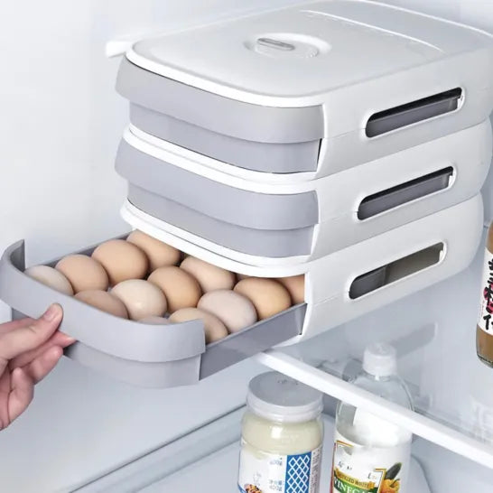 Boîte de Rangement pour Œufs avec Tiroir Coulissant – Organisateur Réfrigérateur Grande Capacité